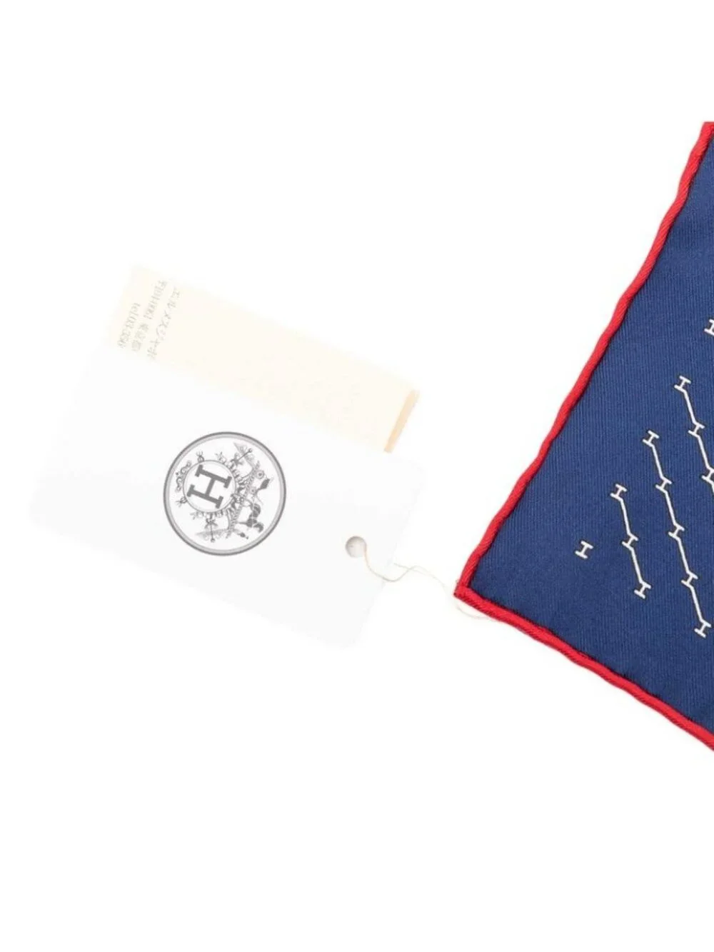Hermes Carre 45 Geometric Scarf Navy Red Silk